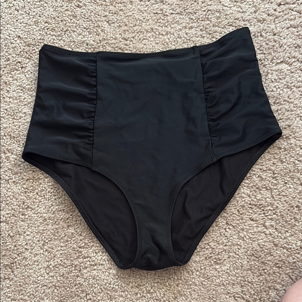 High-Waisted Black Swim Bottoms